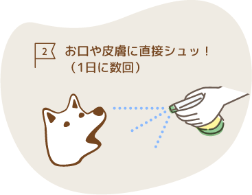 お口や皮膚に直接シュッ（1日に数回）